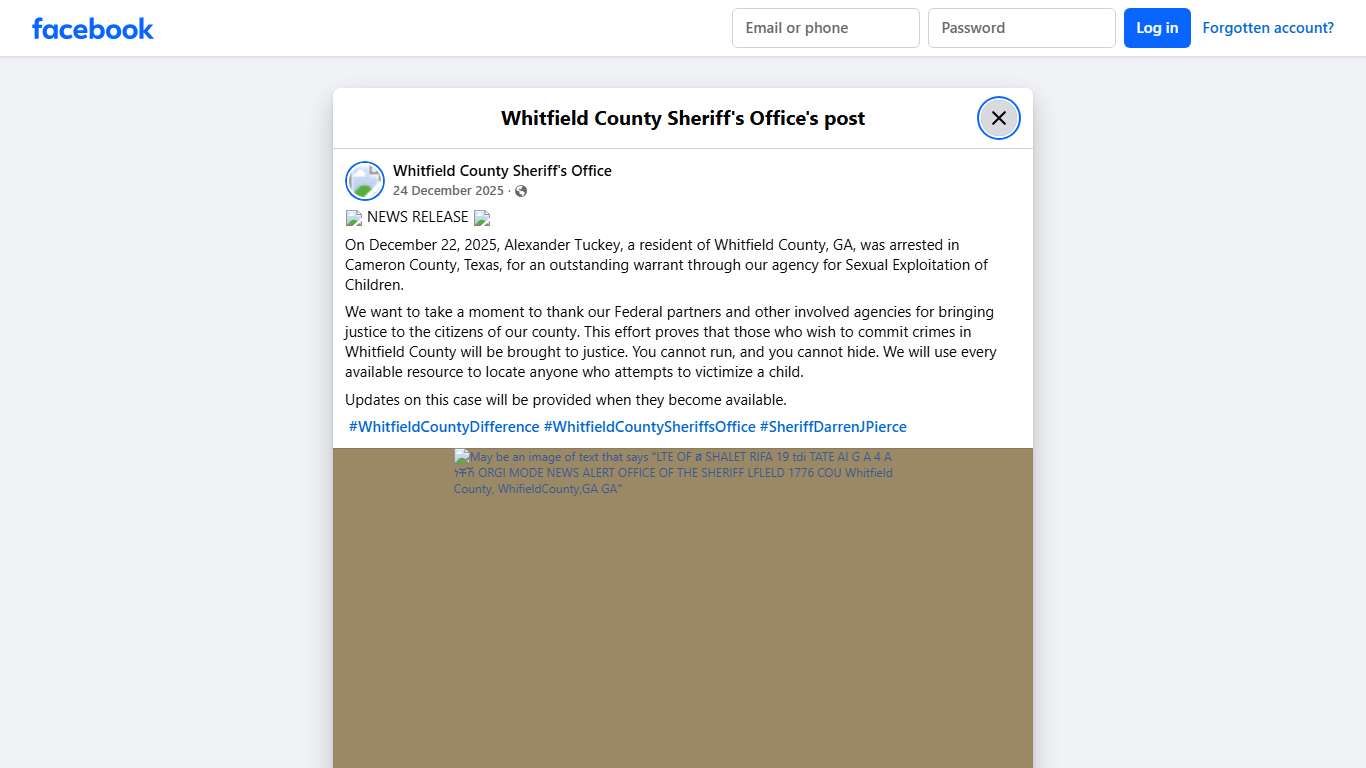 ⭐ NEWS RELEASE ⭐ On... - Whitfield County Sheriff's Office Facebook